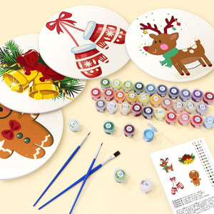 Schilderen op Nummer Tafels Sets 20 cm (4 stuks) - Gezellige Rendier Wantjes