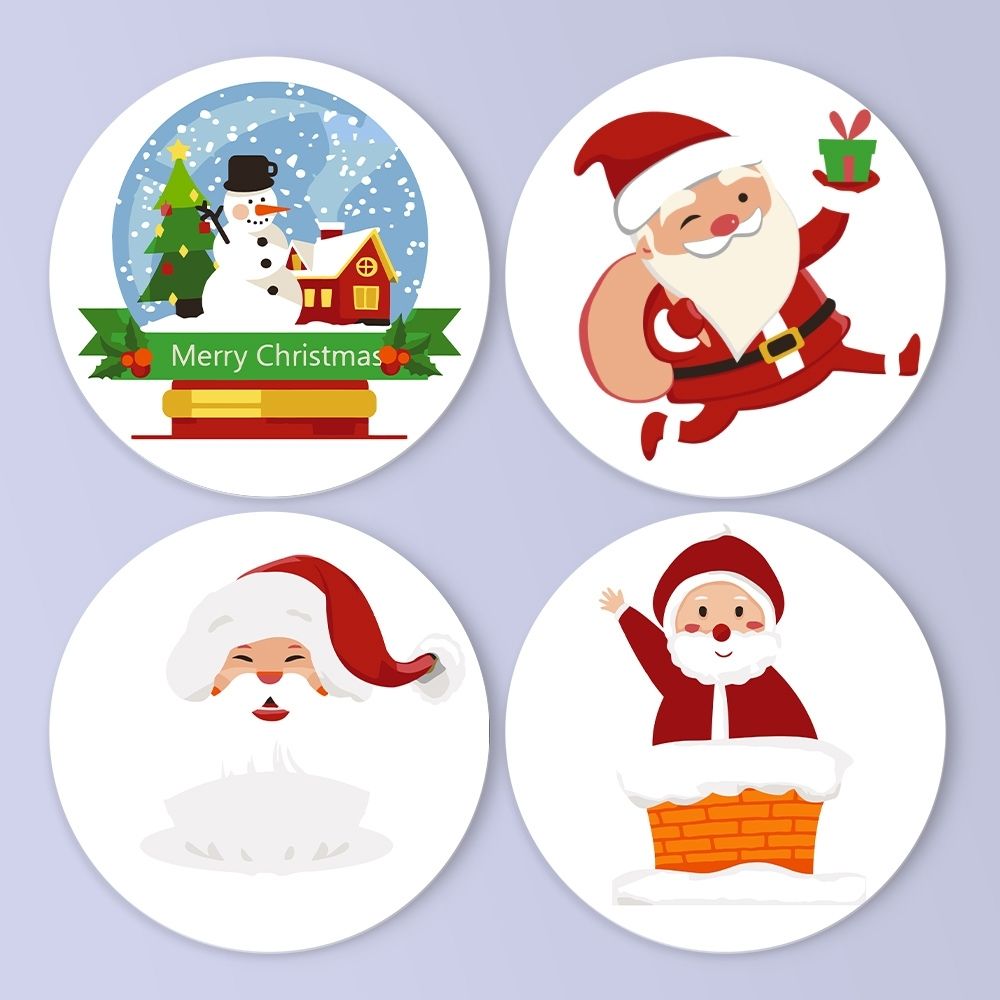Schilderen op Nummer Tafels Sets 20 cm (4 stuks) - Kerstman en Sneeuwige Glimlachen Figured'Art