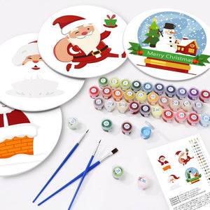 Schilderen op Nummer Tafels Sets 20 cm (4 stuks) - Kerstman en Sneeuwige Glimlachen