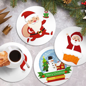 Schilderen op Nummer Tafels Sets 20 cm (4 stuks) - Kerstman en Sneeuwige Glimlachen