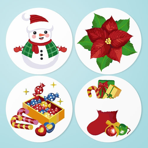 Schilderen op Nummer Tafels Sets 20 cm (4 stuks) - Sneeuwpop Kerstster Cadeaus Figured'Art