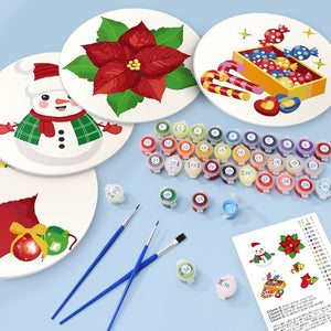 Schilderen op Nummer Tafels Sets 20 cm (4 stuks) - Sneeuwpop Kerstster Cadeaus