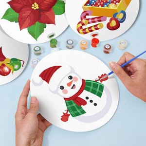 Schilderen op Nummer Tafels Sets 20 cm (4 stuks) - Sneeuwpop Kerstster Cadeaus