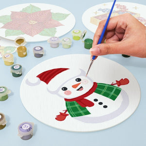 Schilderen op Nummer Tafels Sets 20 cm (4 stuks) - Sneeuwpop Kerstster Cadeaus