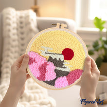 Afbeelding in Gallery-weergave laden, Punch Needle pakket Opkomende zon en kersenbloesem