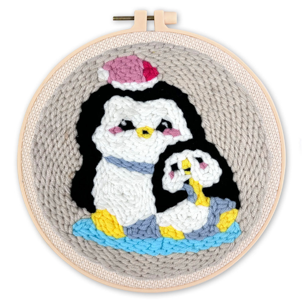 Punch Needle pakket Mama en babypinguïn