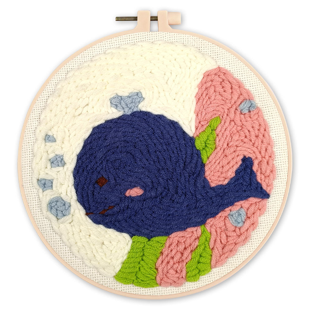 Punch Needle pakket Lachende blauwe walvis