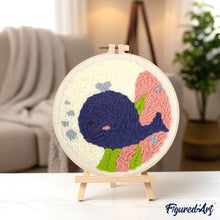 Afbeelding in Gallery-weergave laden, Punch Needle pakket Lachende blauwe walvis