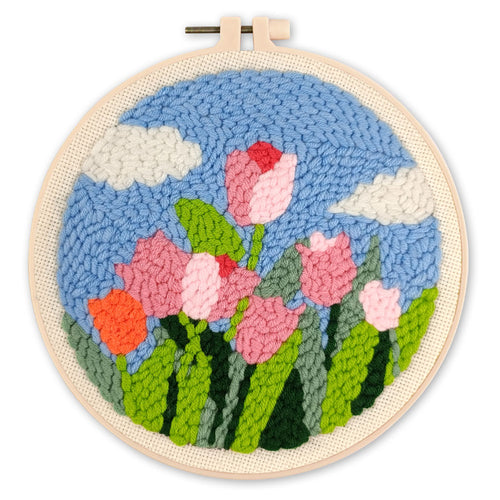 Punch Needle pakket Tulpen en blauwe lucht
