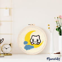 Afbeelding in Gallery-weergave laden, Punch Needle pakket Kat op de maan
