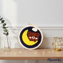 Afbeelding in Gallery-weergave laden, Punch Needle pakket Schattige beer op de maan