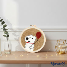 Afbeelding in Gallery-weergave laden, Punch Needle pakket Witte hond en ballon