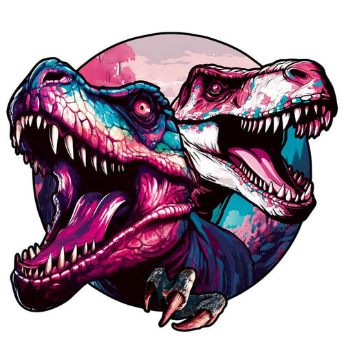 Houten Puzzel - Roze Tweeling Dinosaurussen