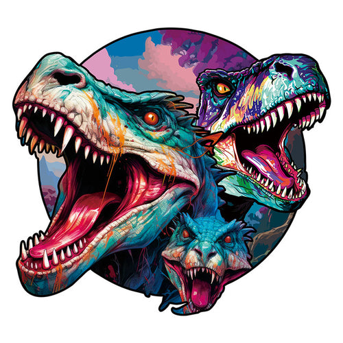 Houten Puzzel - Tweeling Dinosaurussen en Hagedis