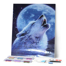 Afbeelding in Gallery-weergave laden, Diamond Painting - Huilende wolf en volle maan dieren, Diamond Painting Dieren, konijnen, wolven