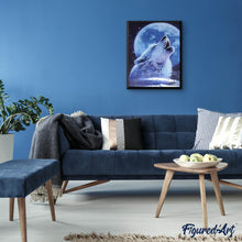 Afbeelding in Gallery-weergave laden, Diamond Painting - Huilende wolf en volle maan dieren, Diamond Painting Dieren, konijnen, wolven