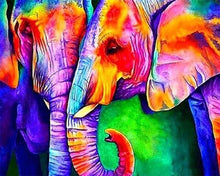 Afbeelding in Gallery-weergave laden, Diamond Painting - Olifantenpaar dieren, Diamond Painting Dieren, olifanten