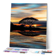 Afbeelding in Gallery-weergave laden, Diamond Painting - Zonsondergang aan het water Diamond Painting Landschappen, landschappen