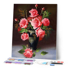 Afbeelding in Gallery-weergave laden, Diamond Painting - Rozenvaas Diamond Painting Bloemen, bloemen