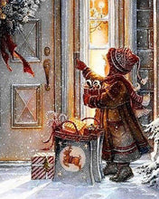 Afbeelding in Gallery-weergave laden, Diamond Painting - Meisje op kerstnacht Kerstmis, Diamond Painting Religie, religie