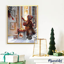 Afbeelding in Gallery-weergave laden, Diamond Painting - Meisje op kerstnacht Kerstmis, Diamond Painting Religie, religie