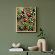 Afbeelding in Gallery-weergave laden, Diamond Painting - Blauwkoppapegaaien op Tak dieren, vogels, Diamond Painting Dieren, papegaaien