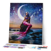 Afbeelding in Gallery-weergave laden, Diamond Painting - Zeemeermin en halve maan Diamond Painting Romantiek, romantiek