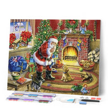 Afbeelding in Gallery-weergave laden, Diamond Painting - Sinterklaas en hond dieren, Kerstmis, Diamond Painting Dieren, Diamond Painting Religie, honden, religie