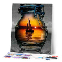 Afbeelding in Gallery-weergave laden, Diamond Painting - Zeilboot en vaas Diamond Painting Schepen, schepen