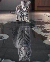 Afbeelding in Gallery-weergave laden, Diamond Painting - Reflecterende tijger en leeuw dieren, Diamond Painting Dieren, leeuwen, tijgers