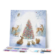 Afbeelding in Gallery-weergave laden, Diamond Painting - Kerstboom en dieren dieren, Kerstmis, Diamond Painting Dieren