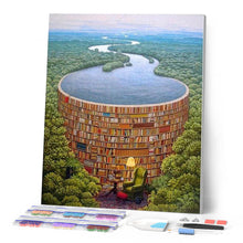 Afbeelding in Gallery-weergave laden, Diamond Painting - Rivier en bibliotheek Diamond Painting Landschappen, landschappen