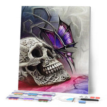 Afbeelding in Gallery-weergave laden, Diamond Painting - Schedel en vlinder dieren, vlinders, Diamond Painting Dieren