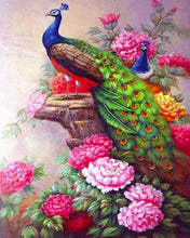 Afbeelding in Gallery-weergave laden, Diamond Painting - Pauwen en bloemen