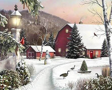 Afbeelding in Gallery-weergave laden, Diamond Painting - Boerderij in de sneeuw Diamond Painting Landschappen, landschappen, winter