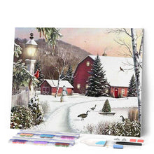 Afbeelding in Gallery-weergave laden, Diamond Painting - Boerderij in de sneeuw Diamond Painting Landschappen, landschappen, winter