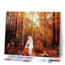 Afbeelding in Gallery-weergave laden, Diamond Painting - Dame en de leeuw dieren, Diamond Painting Dieren, leeuwen