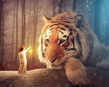 Afbeelding in Gallery-weergave laden, Diamond Painting - Vrouw en tijger dieren, Diamond Painting Dieren, tijgers
