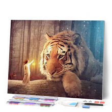 Afbeelding in Gallery-weergave laden, Diamond Painting - Vrouw en tijger dieren, Diamond Painting Dieren, tijgers