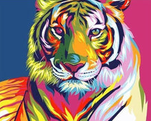 Afbeelding in Gallery-weergave laden, Diamond Painting - Tijger kleurrijk dieren, Diamond Painting Dieren, tijgers