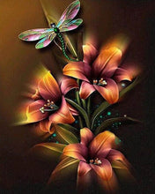 Afbeelding in Gallery-weergave laden, Diamond Painting - Lelie en Libelle dieren, Diamond Painting Dieren, Diamond Painting Bloemen, bloemen
