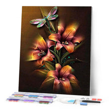 Afbeelding in Gallery-weergave laden, Diamond Painting - Lelie en Libelle dieren, Diamond Painting Dieren, Diamond Painting Bloemen, bloemen