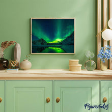 Afbeelding in Gallery-weergave laden, Diamond Painting - Groen noorderlicht Diamond Painting Landschappen, landschappen