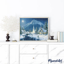 Afbeelding in Gallery-weergave laden, Diamond Painting - Dorp in de sneeuw Diamond Painting Landschappen, landschappen, winter
