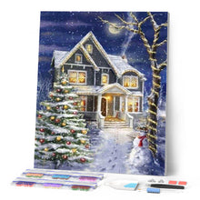 Afbeelding in Gallery-weergave laden, Diamond Painting - Huis versierd voor Kerstmis Kerstmis, Diamond Painting Landschappen, landschappen