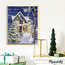 Afbeelding in Gallery-weergave laden, Diamond Painting - Huis versierd voor Kerstmis Kerstmis, Diamond Painting Landschappen, landschappen