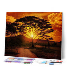 Afbeelding in Gallery-weergave laden, Diamond Painting - Grote boom en zonsopgang