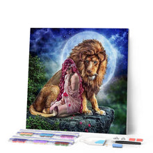 Afbeelding in Gallery-weergave laden, Diamond Painting - De leeuw en de vrouw dieren, Diamond Painting Dieren, leeuwen