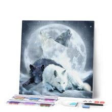 Afbeelding in Gallery-weergave laden, Diamond Painting - Wolven huilen naar de maan dieren, Diamond Painting Dieren, konijnen, wolven
