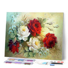 Afbeelding in Gallery-weergave laden, Diamond Painting - Bloemstuk rood en wit Diamond Painting Bloemen, bloemen